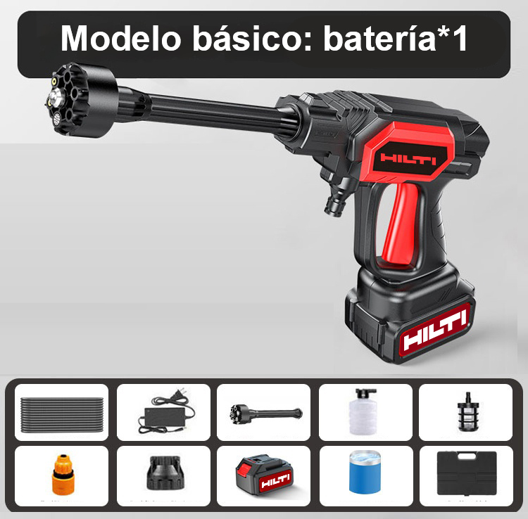 【Modelo básico de pistola de limpieza de alta presión HILTI】Alta potencia de 800 W/batería de 20 V/distancia de pulverización de agua de 0 a 20 m: se puede utilizar hasta 5 horas después de la carga/juego básico/batería de litio